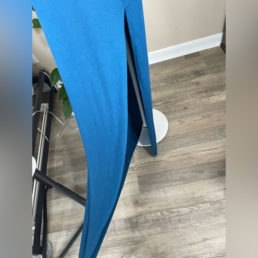 Nordstrom Maxi Dress W/ S Teal Blue Velvet Torch V-Neck Pocket Jersey LN/NWOT - Picture 5 of 11
